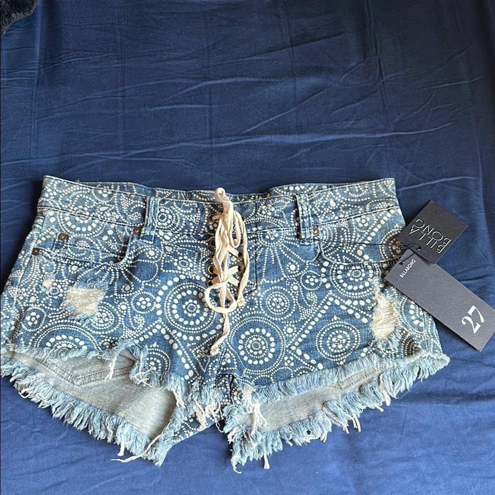 Billabong Blue Jean Shorts Distressed High-Waisted